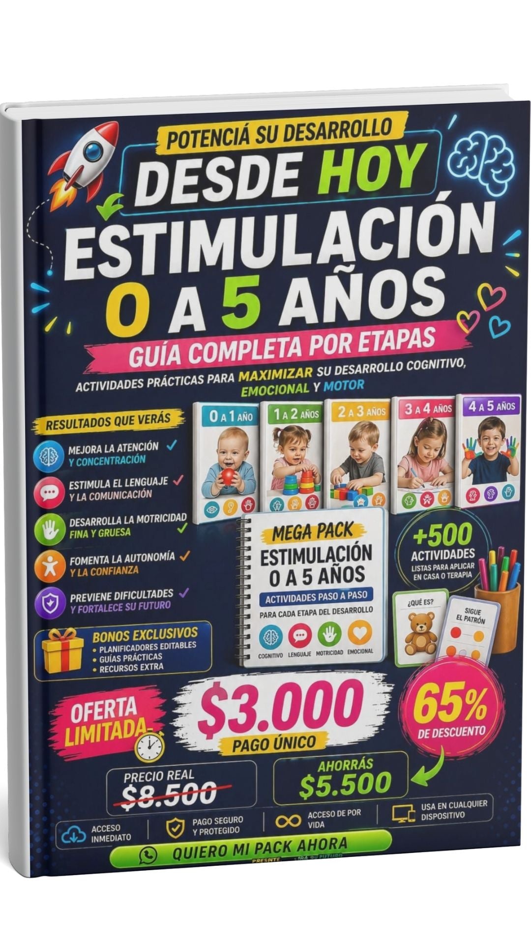 Desarrollo y Estimulación Temprana de 0 a 5 Años 📚✨ Actividades Prácticas para Potenciar el Lenguaje, la Atención y la Motricidad